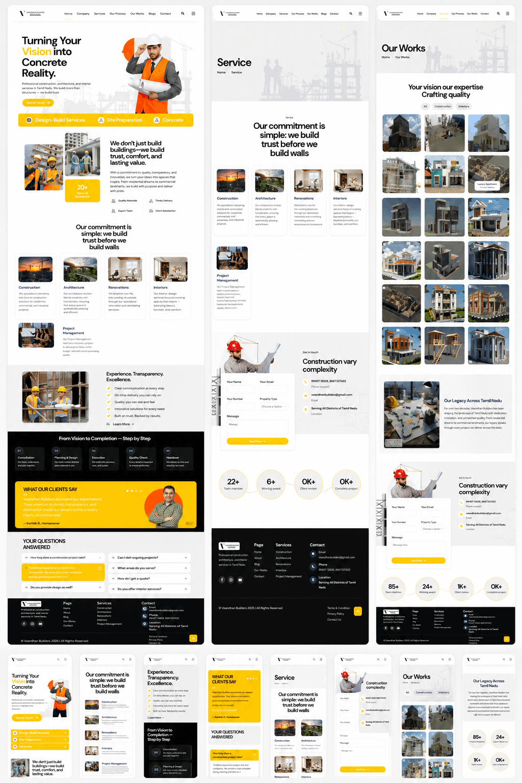 Contact and project inquiry page - quick forms, call-to-action and company contact information